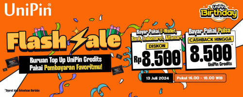 13IRTHDAY FLASH SALE – Waktunya Kejar Diskon & Cashback Kilat UniPin!